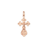 Orthodox cross budded pendant in 14K Gold, Rose Gold & White Gold plating colors