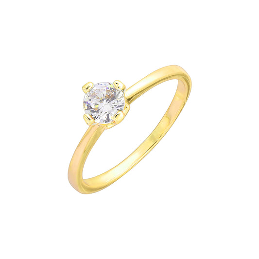 Anillos Solitario piedra redonda diseño liso en Oro 18K, Oro Blanco, Oro 14K, Oro Rosa con baño bicolor