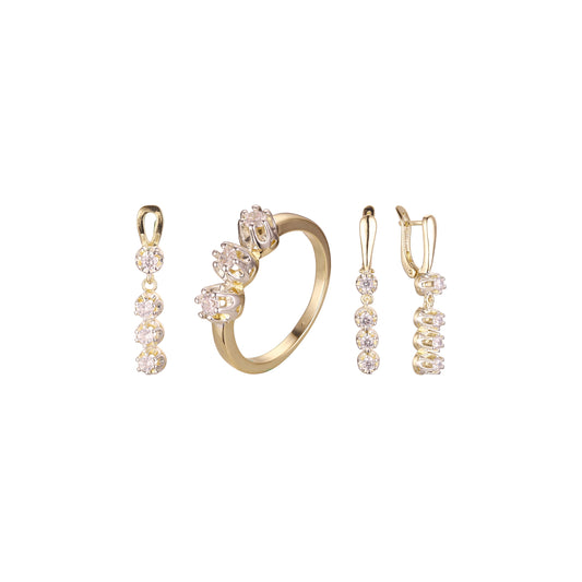 Juego de tres piedras en dos tonos de Oro 14K