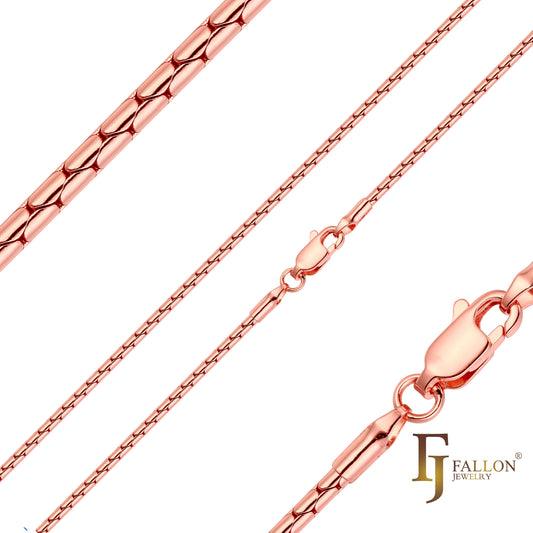 Cadenas compactas y delgadas con eslabones Boston chapadas en oro rosa de 14 quilates