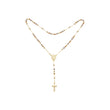 Italian Virgin of Sunburst Etched Guadalupe Catholic Rosary Necklace (Faceted Disco Beads) plated in 14K Gold