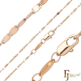 Cadenas delgadas pulidas con eslabones de caracol enchapadas en Oro 14K, oro rosa