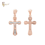 Orthodox Russian Crucifix 14K Gold, Rose Gold, White Gold Cross Pendant