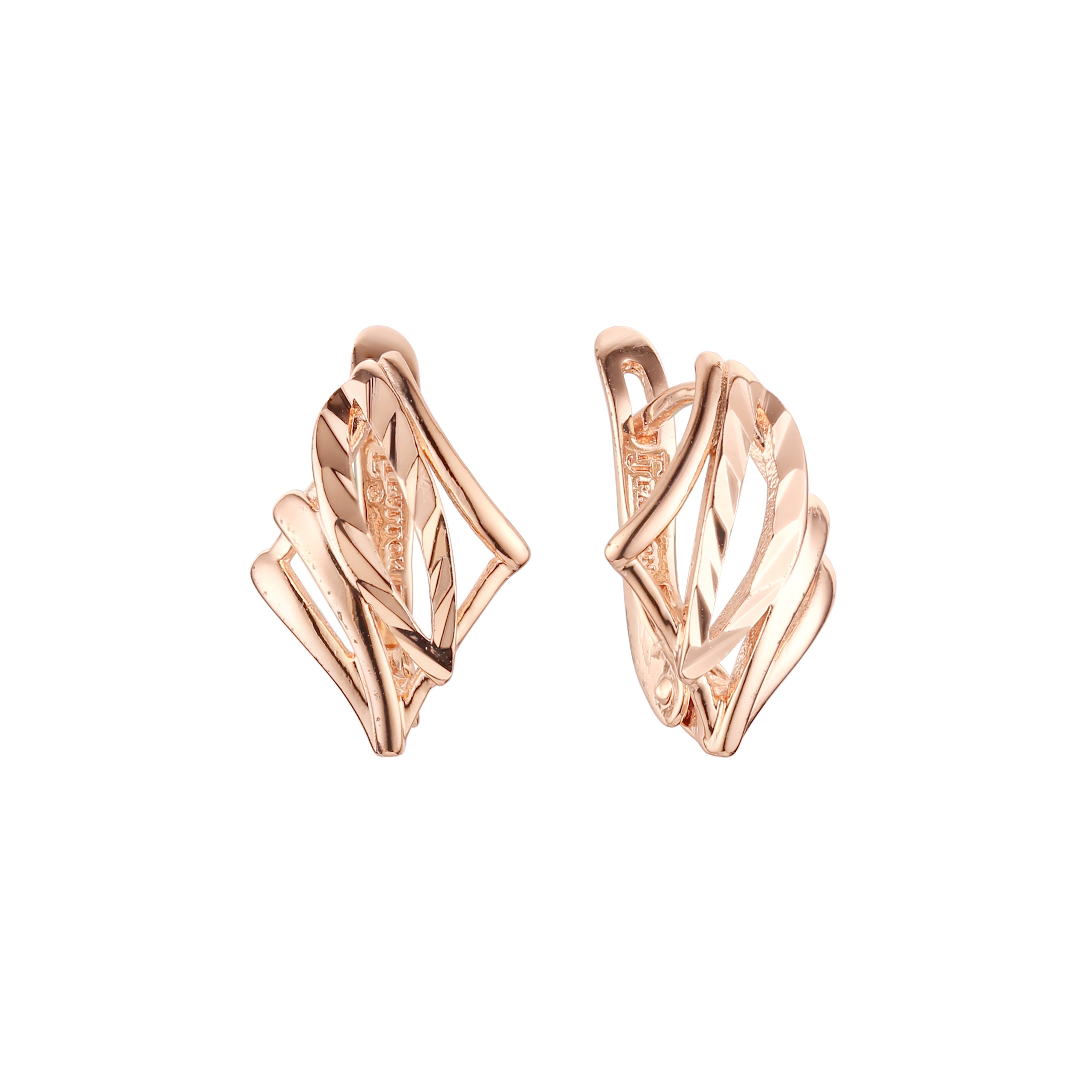 Pendientes Hojas en Oro rosa, baño bicolor