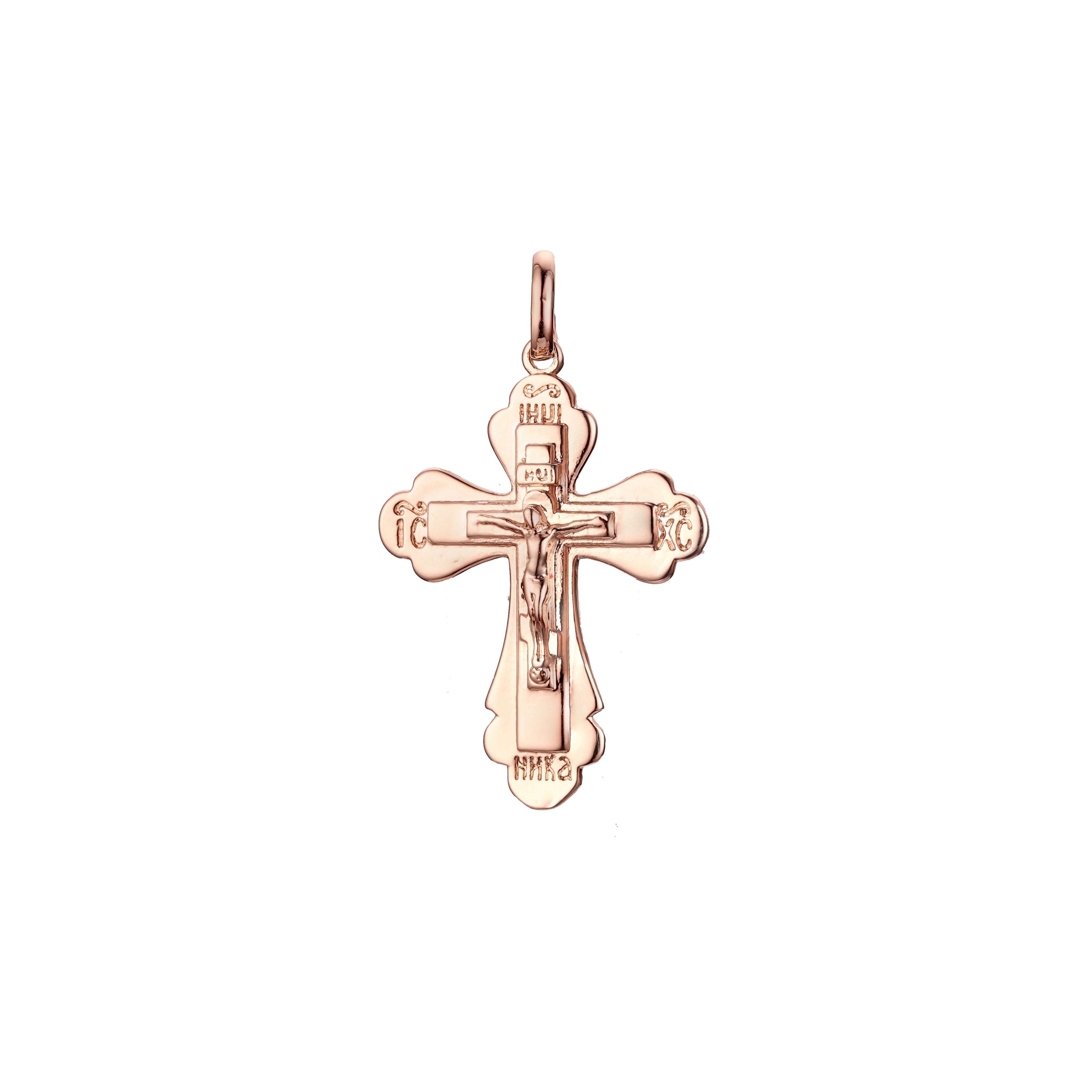 Eastern Orthodox Russian budded pendant in Rose Gold two tone, 14K Gold plating colors