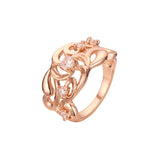 Moda cinco anéis de ouro rosa com cluster CZ branco