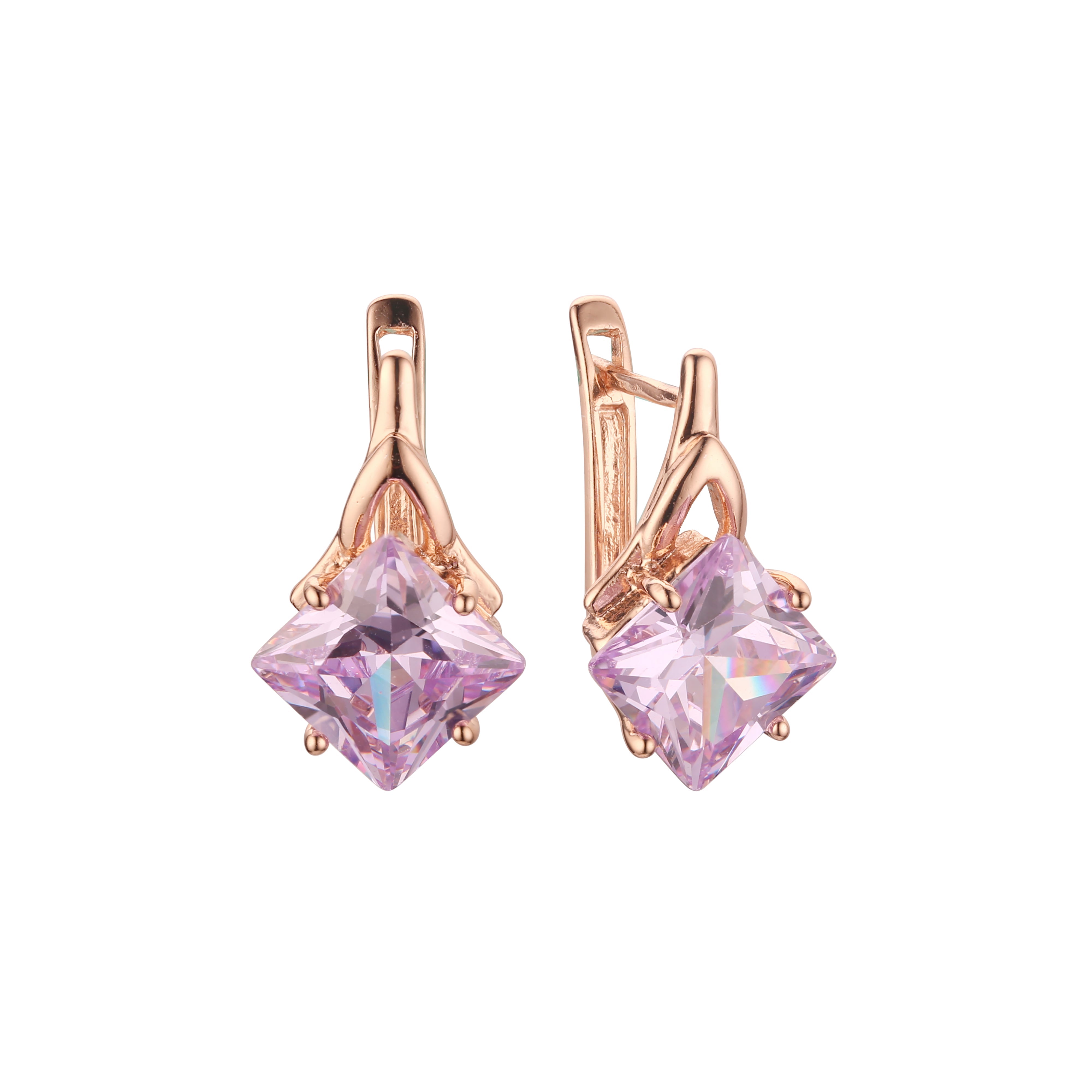 Aretes en Oro 14K, Oro Blanco, Baño en Oro Rosa colores