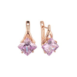Aretes en Oro 14K, Oro Blanco, Baño en Oro Rosa colores