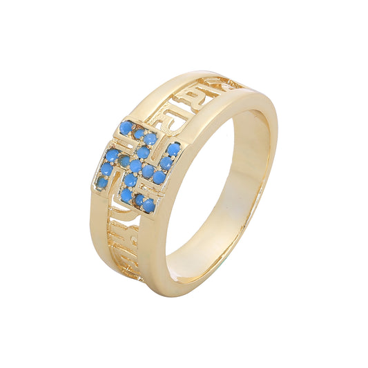 Anillos anchos de Oro 14K turquesa con esvástica