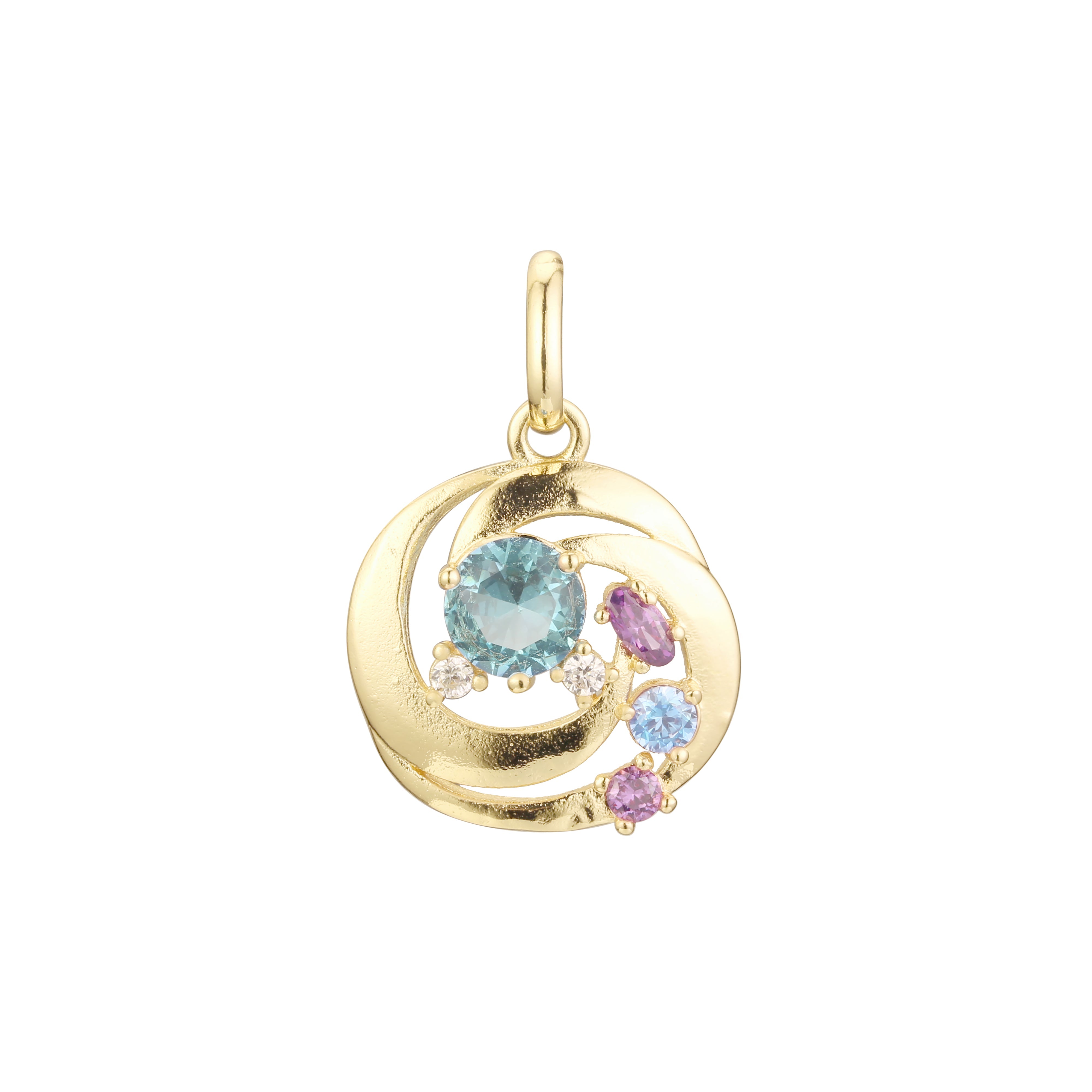 Pingente de cluster em ouro rosa, cores banhadas a ouro 14K