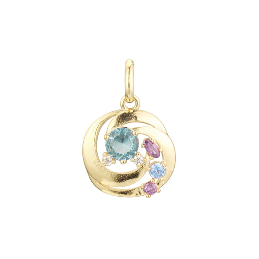 Pingente de cluster em ouro rosa, cores banhadas a ouro 14K