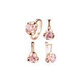 Conjunto de circonitas triangulares con solitario en oro rosa