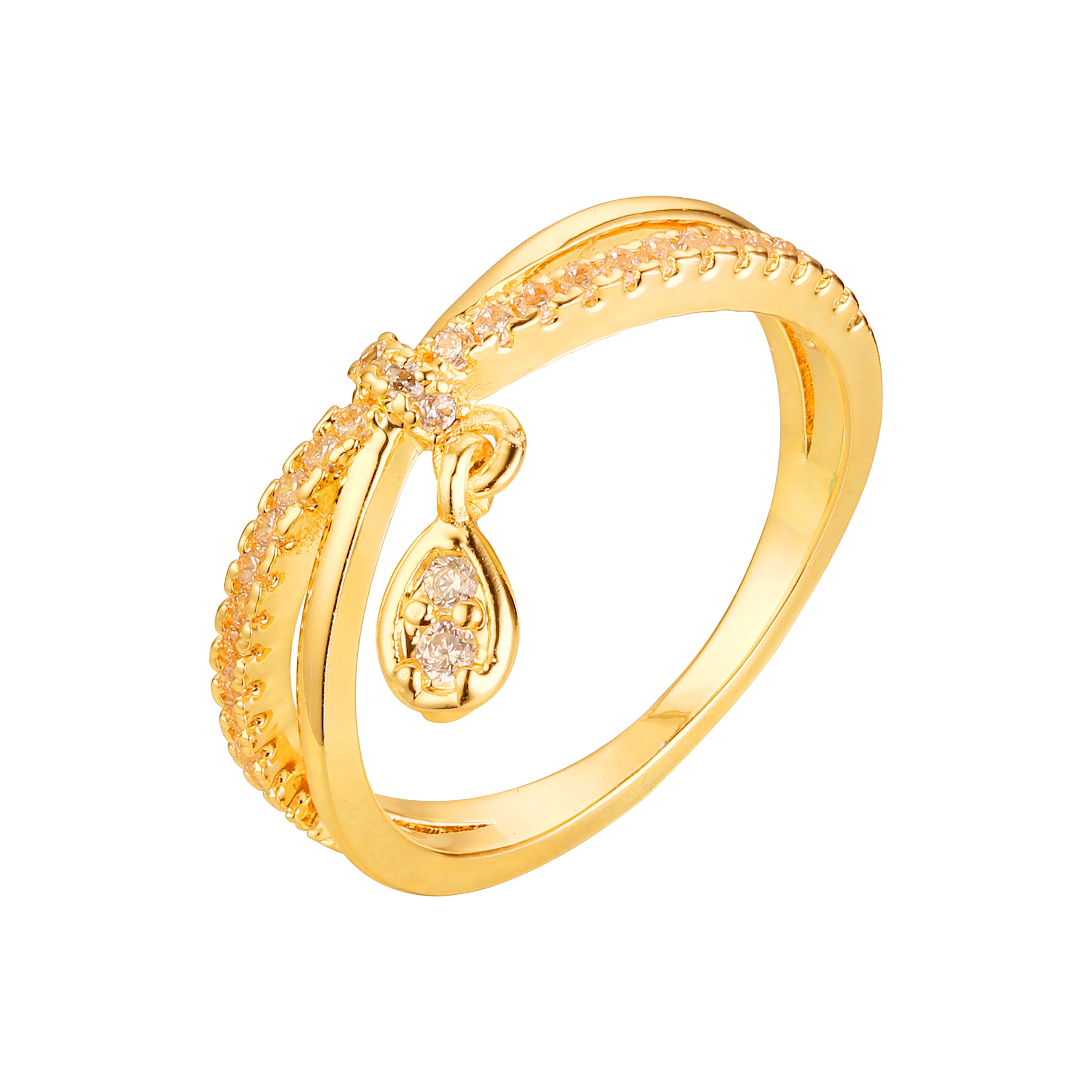 Anillo de boda de oro de 14 quilates y oro rosa con pavé de circonitas.