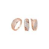 Conjunto de adoquines de tres líneas de dos tonos de oro rosa