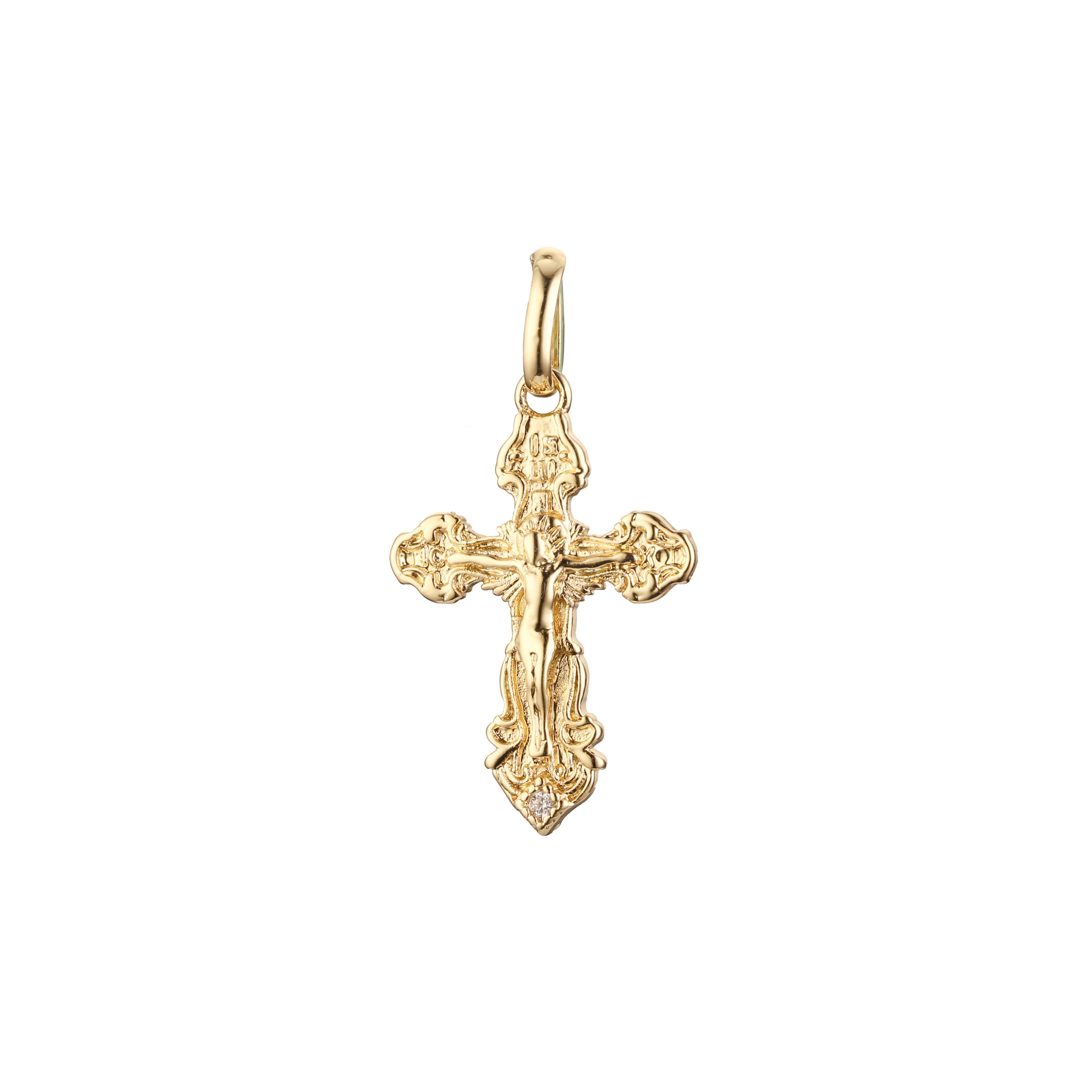Eastern Orthodox Russian budded pendant in 14K Gold, Rose Gold two tone plating colors