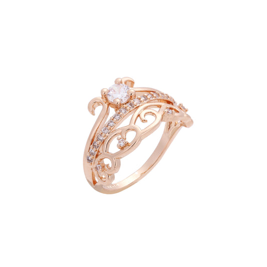 Anillos de oro rosa y oro de 14 quilates con corona texturizada de filigrana
