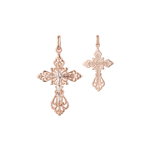 Eastern Orthodox Russian budded pendant in Rose Gold two tone, 14K Gold plating colors