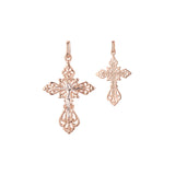 Eastern Orthodox Russian budded pendant in Rose Gold two tone, 14K Gold plating colors