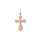 Orthodox cross budded pendant in Rose Gold two tone, 14K Gold plating colors
