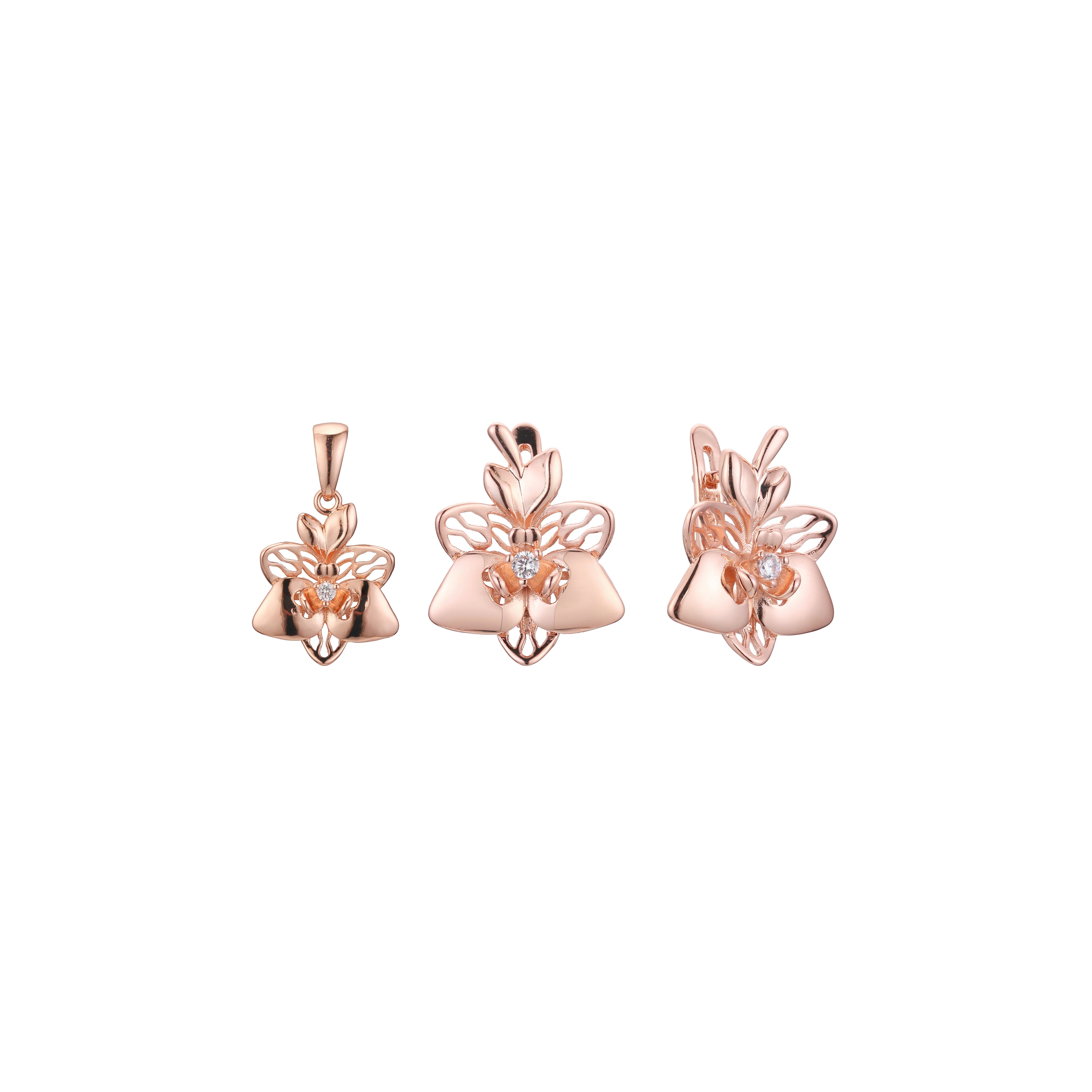 Conjunto de hojas de arce de oro rosa