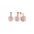 Solitario de oro rosa Halo con piedra blanca opal engastada