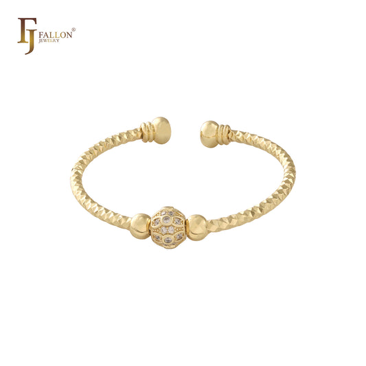 Pulseras tipo brazalete de oro de 14 quilates con cuentas abiertas