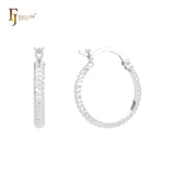Aros de oro de 14 quilates, oro rosa y oro blanco con textura de cuerda redondeada