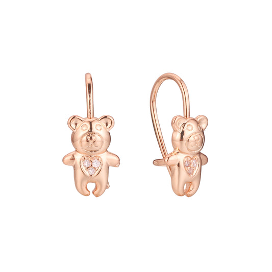 Детские серьги-крючки Bear wire из 14-каратного и Красное золото 585 пробы с двухцветным покрытием