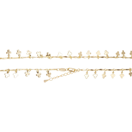 Brazaletes de trébol de lujo y cadenas de eslabones de barra chapados en oro de 14K