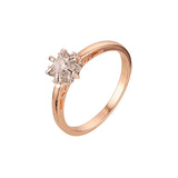 .Anillos solitarios con piedras redondas en oro rosa, oro de 14 quilates, chapado en dos tonos