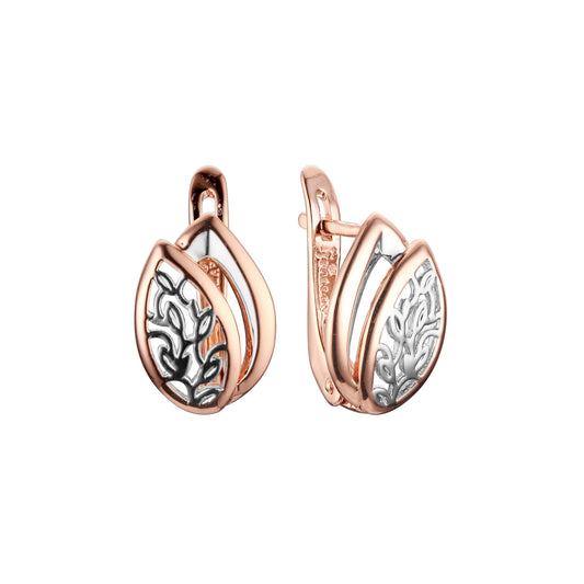 Pendientes en Oro Rosa, baño de dos colores