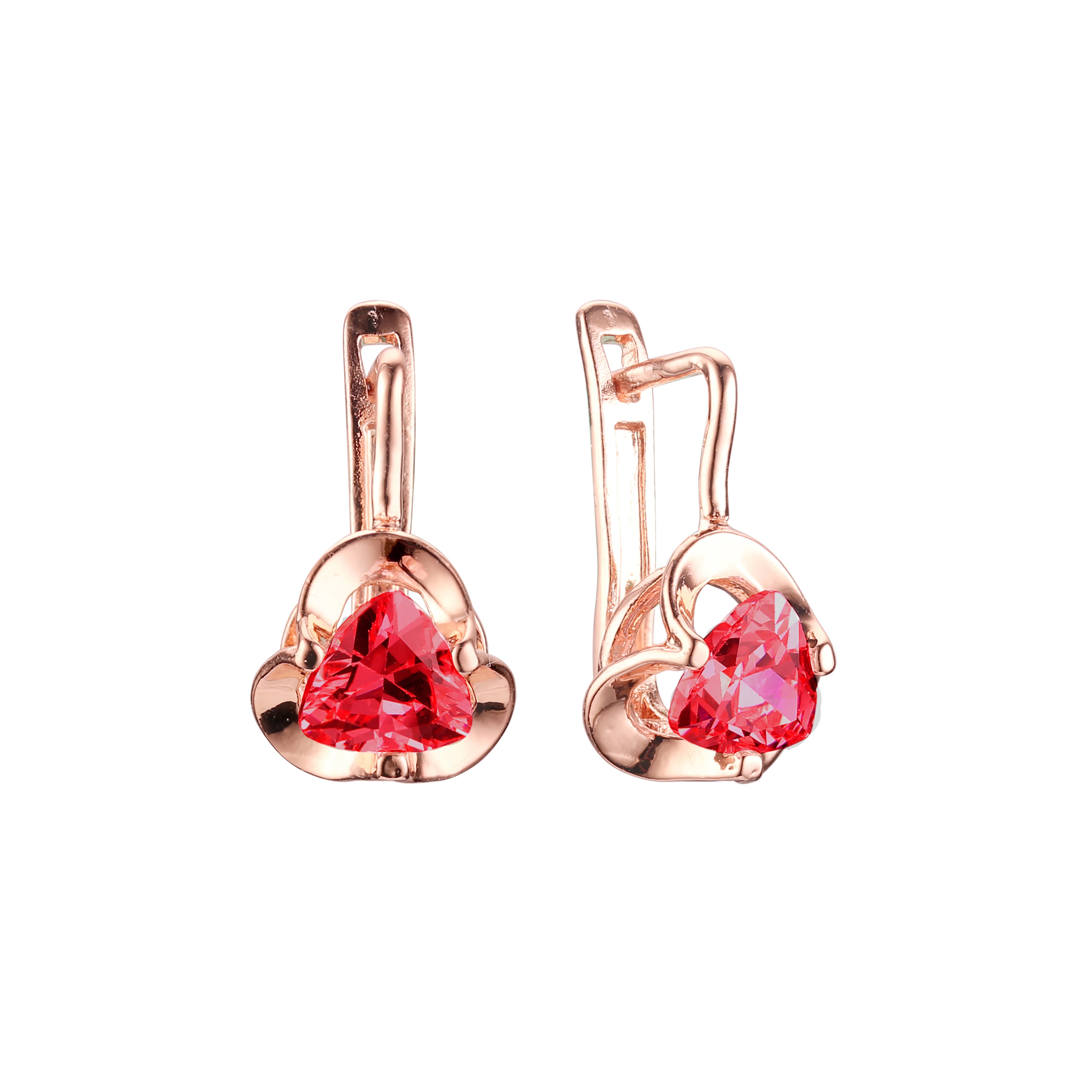 .Pendientes de circonita blanca con solitario con garras de oro rosa