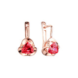 .Pendientes de circonita blanca con solitario con garras de oro rosa