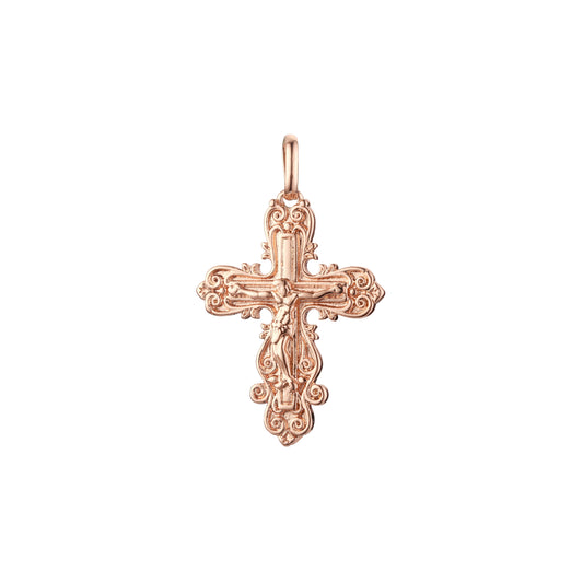 Eastern Orthodox Russian budded pendant in Rose Gold two tone, 14K Gold plating colors