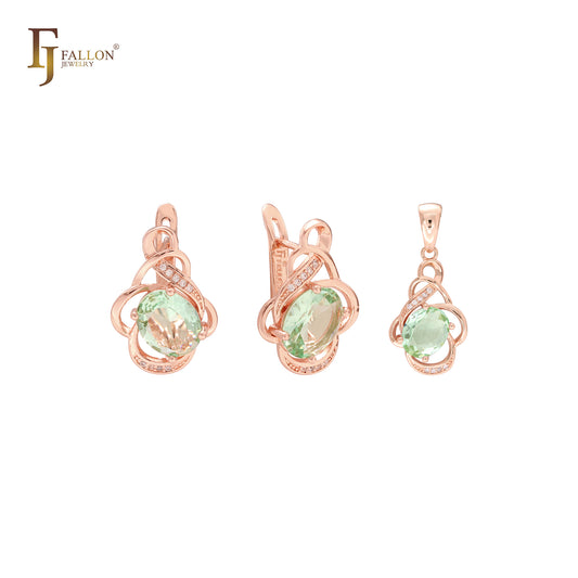 Conjunto de oro rosa con colgante