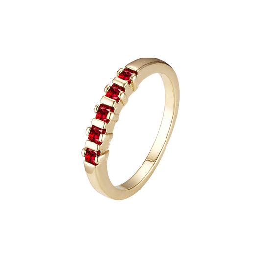 Alianza Oro 14K cinco anillos piedras talla esmeralda