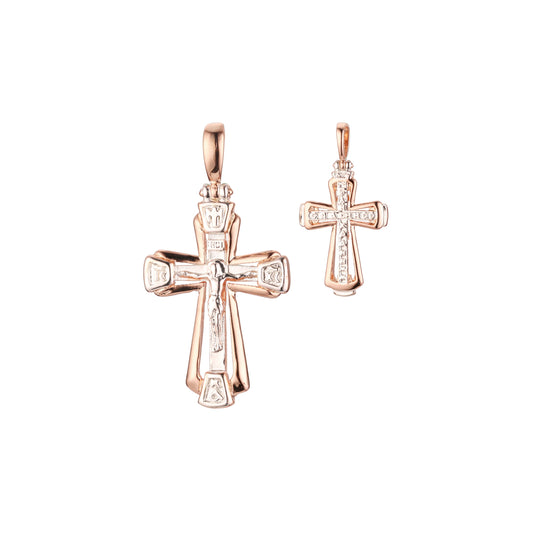 maltese Eastern Orthodox Russian pendant in Rose Gold two tone, 14K Gold plating colors