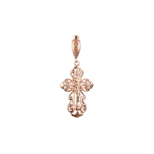 Eastern Orthodox Russian budded pendant in Rose Gold two tone, 14K Gold plating colors