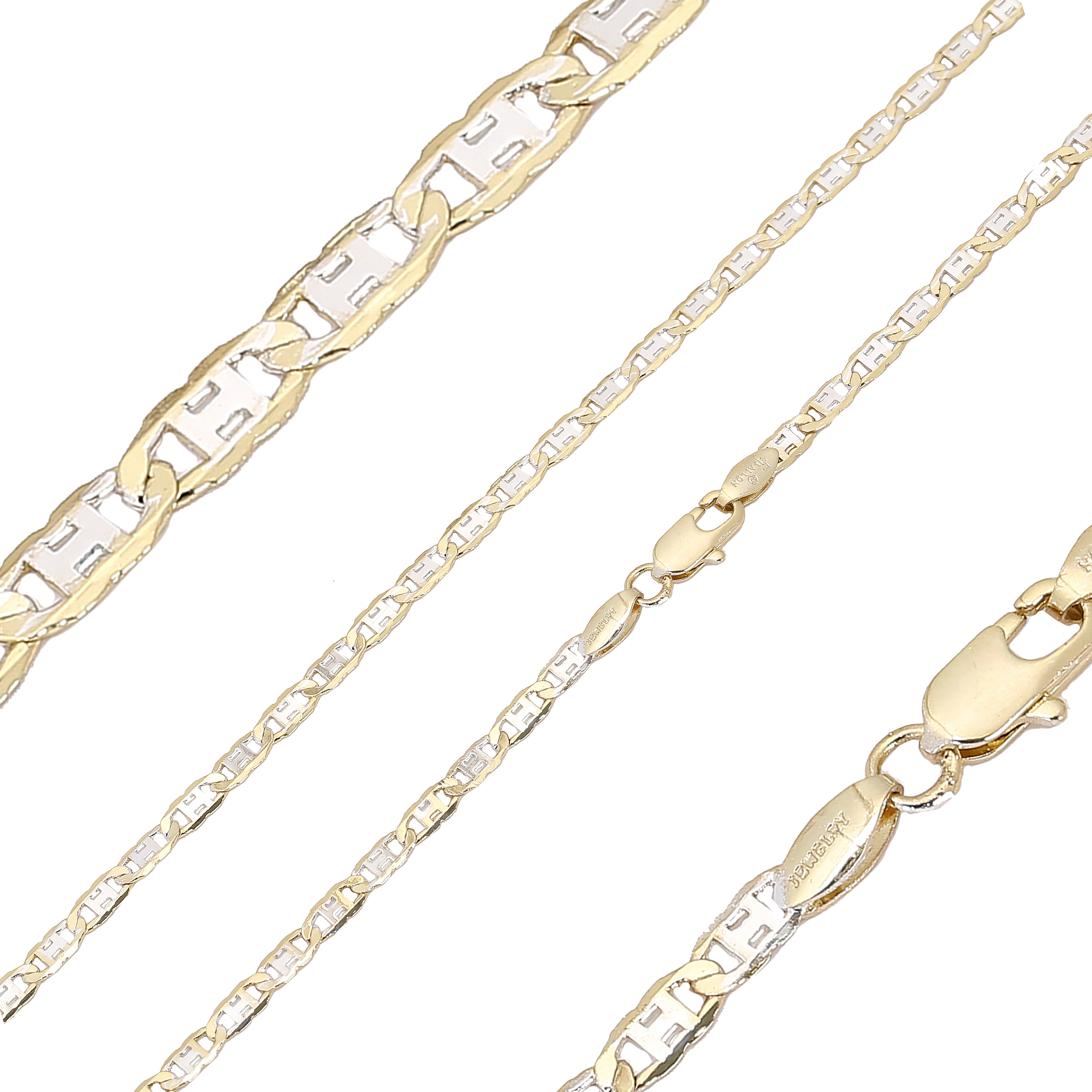 Mariner H link chains plated in 14K Gold [Glossy Face]