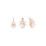 Conjunto de perlas de araña de dos tonos de oro rosa
