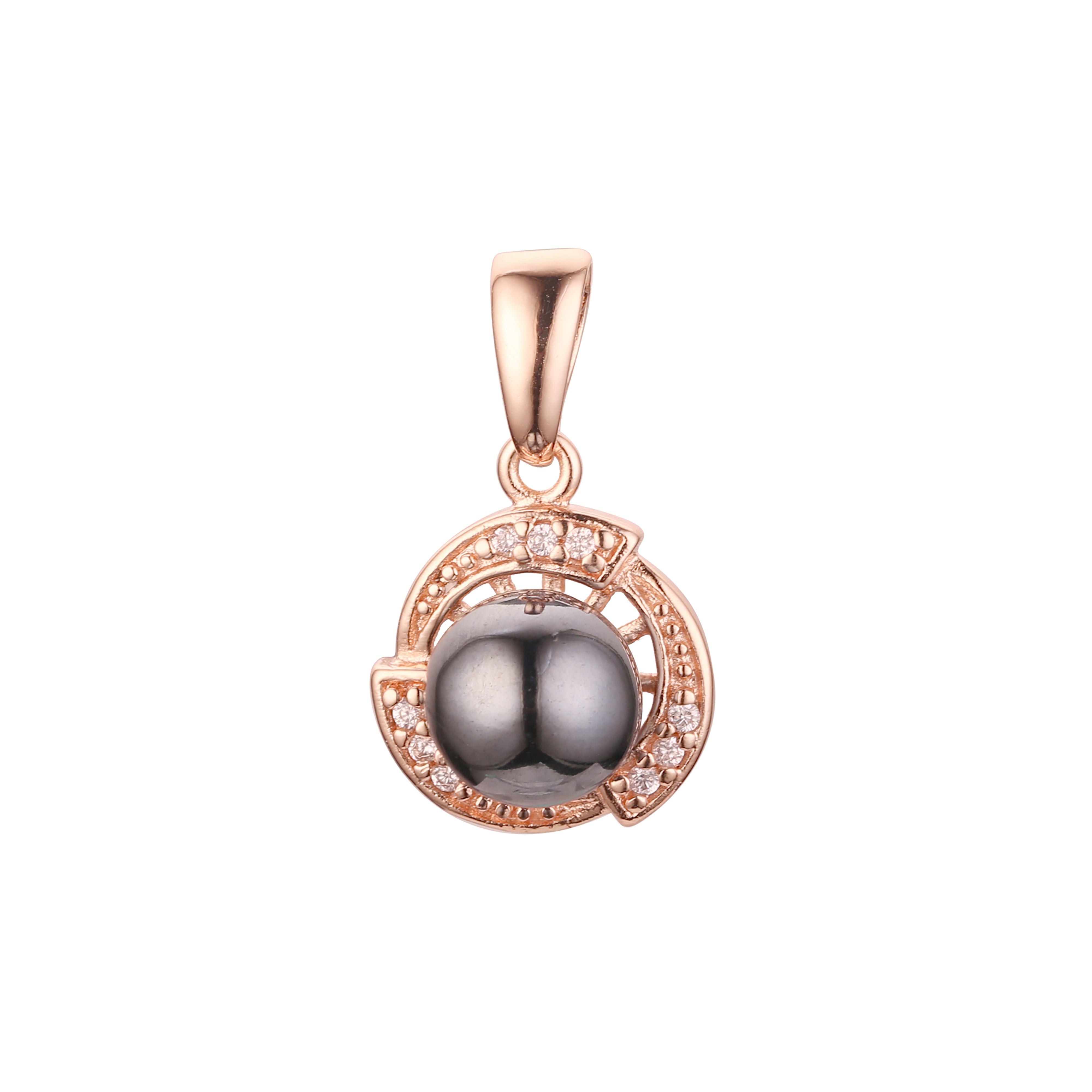 Colgante solitario de oro rosa con perla negra