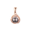 Colgante solitario de oro rosa con perla negra