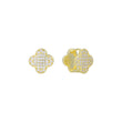 Aretes huggie de racimo de tréboles enchapados en oro de 14K