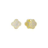 Aretes huggie de racimo de tréboles enchapados en oro de 14K