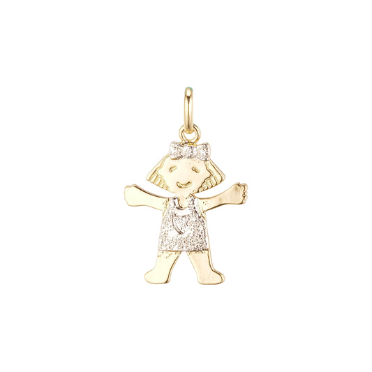 Pingente de menina de ouro 14K