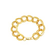 Pulseras de oro de 18 quilates con eslabones anchos dobles ovalados medio martillados