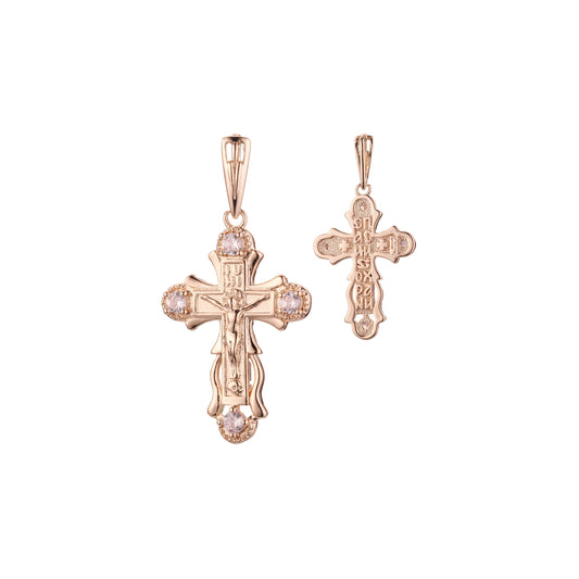 Maltese Eastern Orthodox Russian pendant in Rose Gold two tone, 14K Gold plating colors