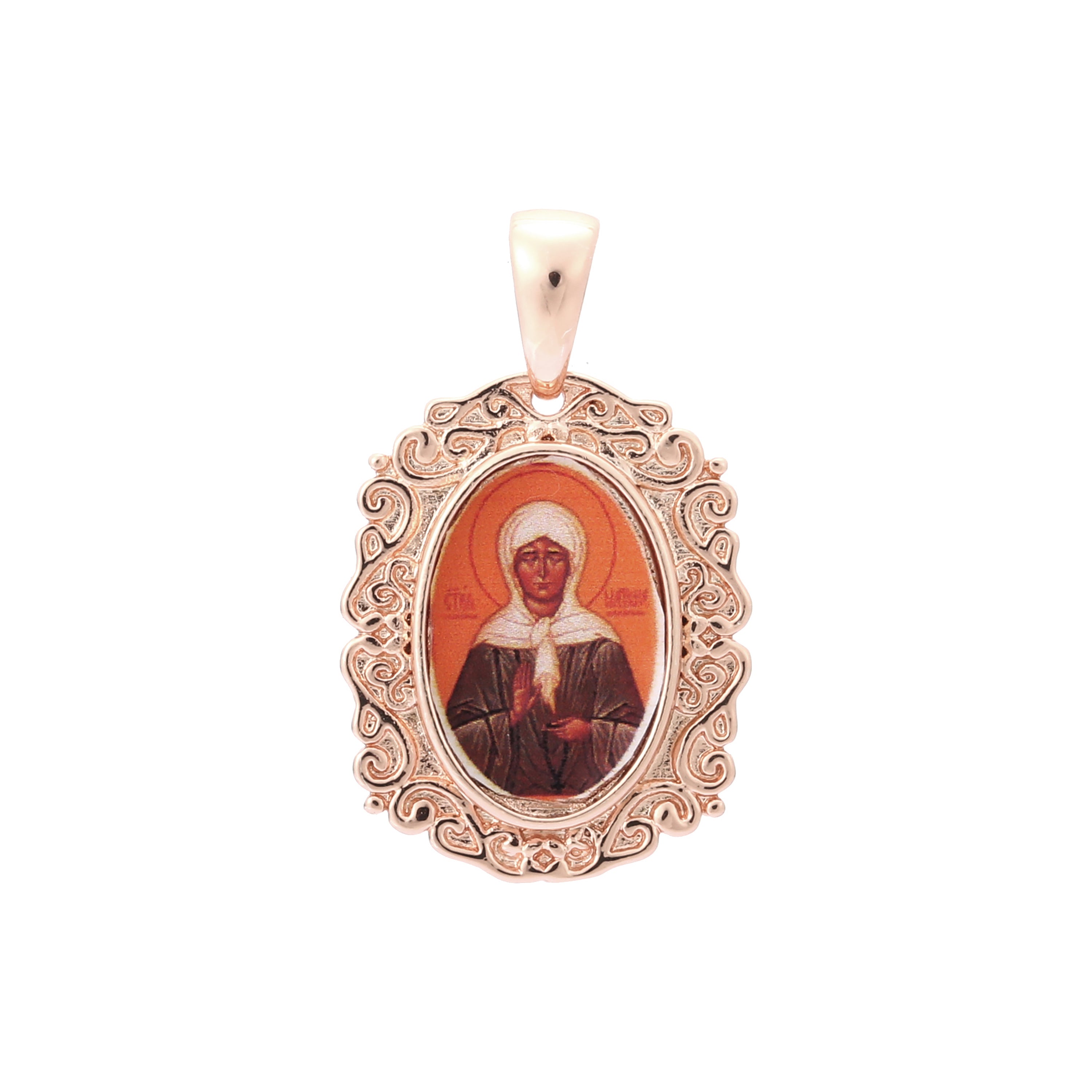 Portrait of Saint Matrona Rose Gold pendant
