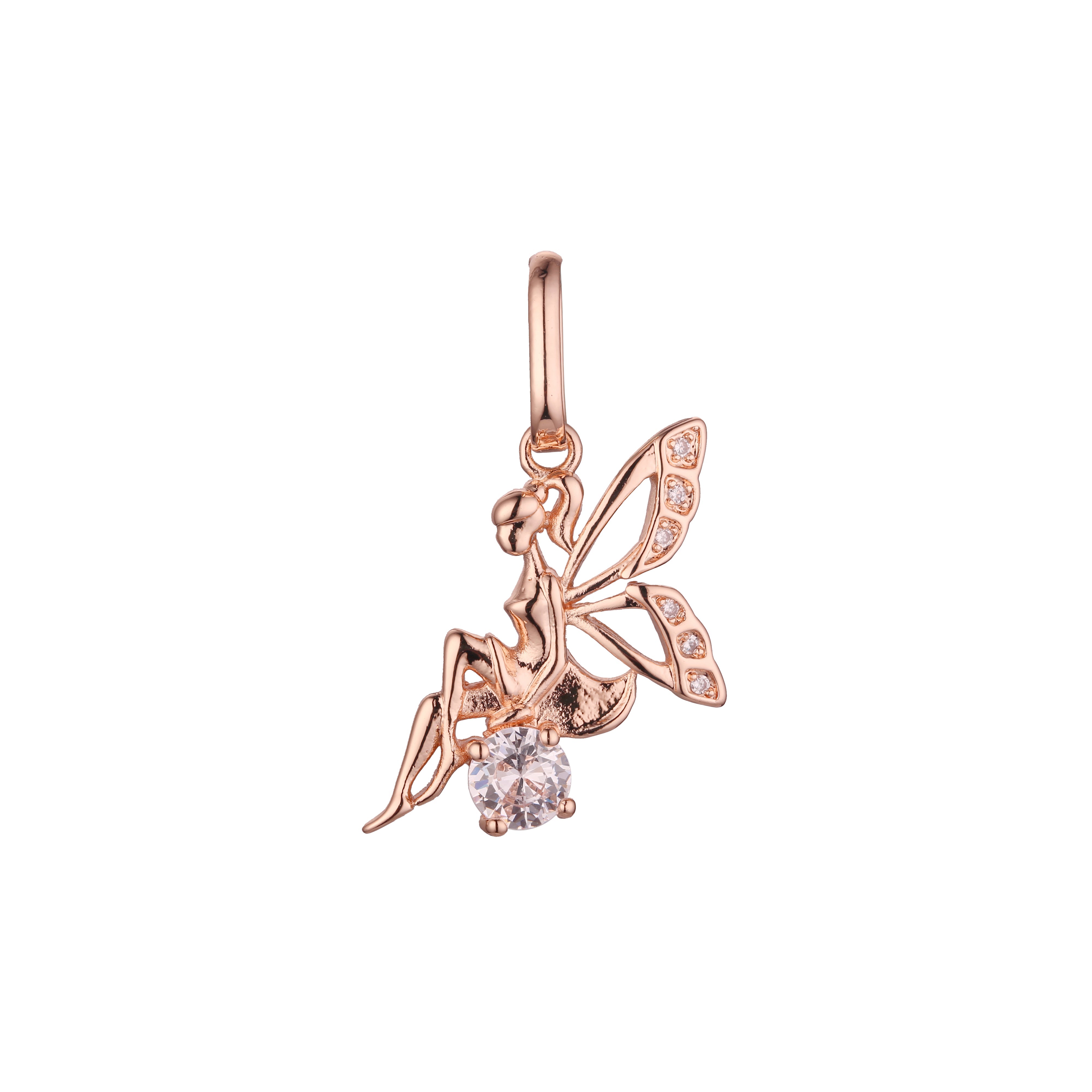 .Подвеска Fairy из розового золота двухцветного цвета с покрытием из 14-каратного золота.