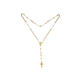 Italian Virgin of Guadalupe Catholic Rosary Necklace (Grooved Beads) plated in 14K Gold two tone